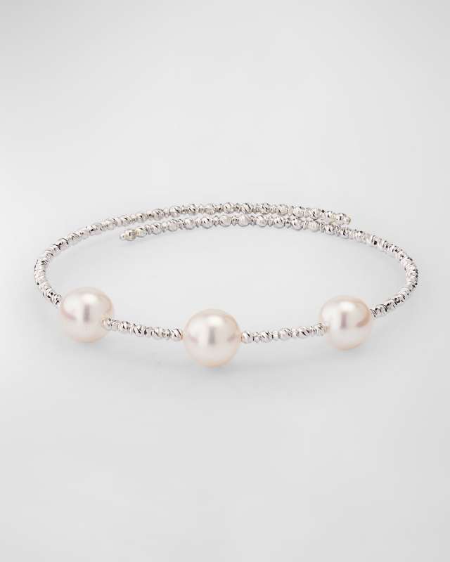 18K White Gold Akoya Pearl Wrap Bracelet